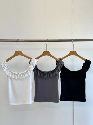 Lovely Frill Off-Shoulder Sleeveless Top