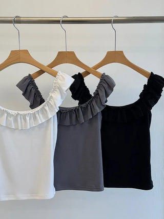 Lovely Frill Off-Shoulder Sleeveless Top