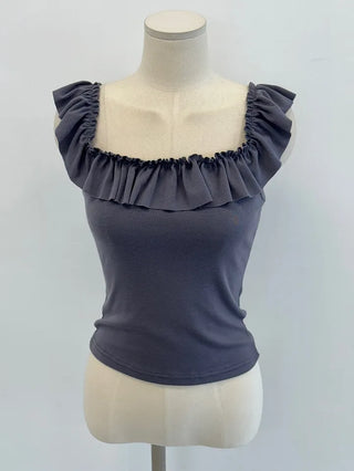 Lovely Frill Off-Shoulder Sleeveless Top