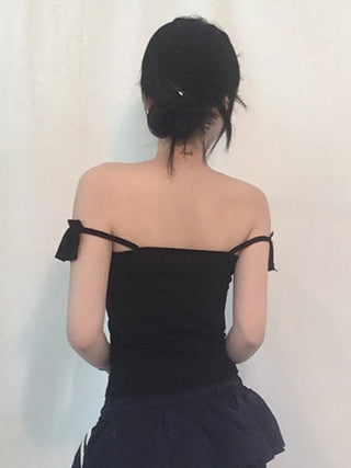 Lovely Frill Off-Shoulder Sleeveless Top