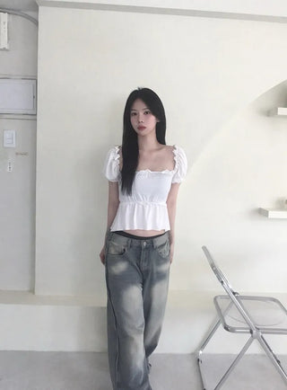 Square Frill Lace Blouse