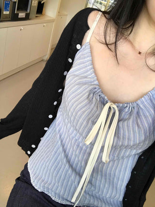 Simple Pastel Striped Ribbon Sleeveless