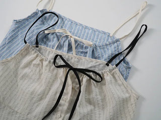 Simple Pastel Striped Ribbon Sleeveless