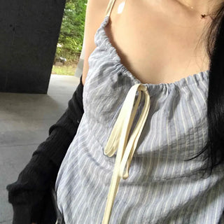 Simple Pastel Striped Ribbon Sleeveless