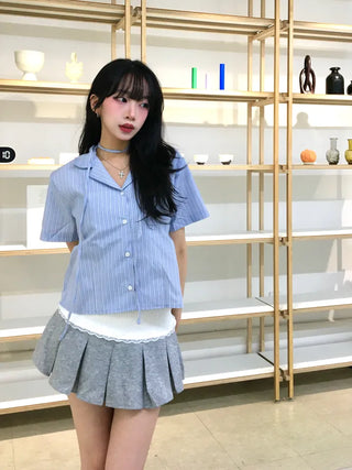 Ruma color-block pleated mini skirt