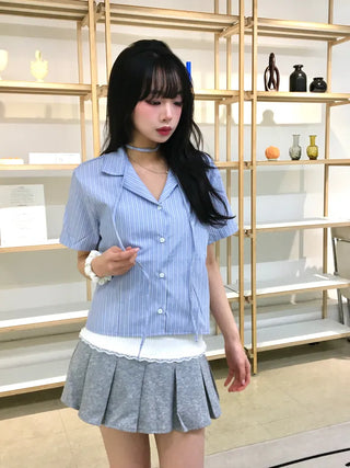 Ruma color-block pleated mini skirt