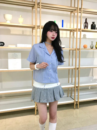 Ruma color-block pleated mini skirt