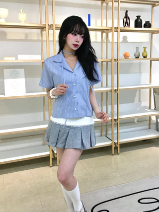 Ruma color-block pleated mini skirt