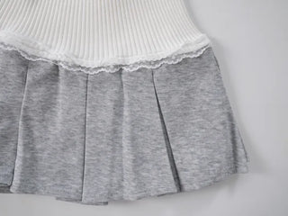 Ruma color-block pleated mini skirt