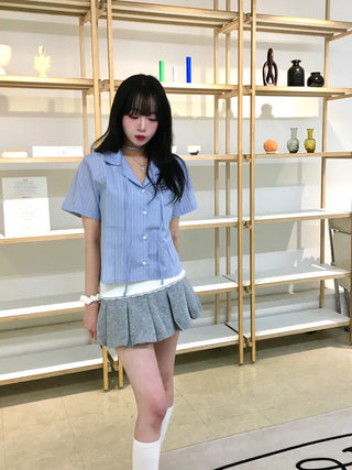 Ruma color-block pleated mini skirt