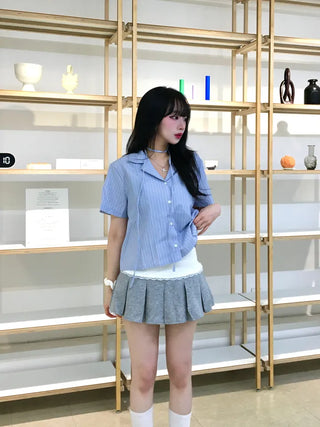 Ruma color-block pleated mini skirt