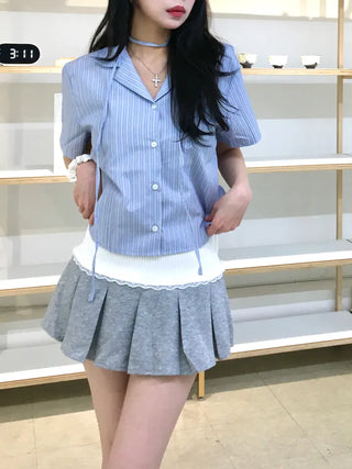 Ruma color-block pleated mini skirt