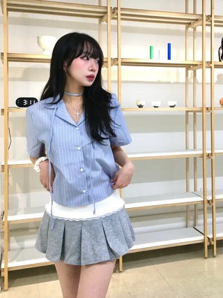 Ruma color-block pleated mini skirt
