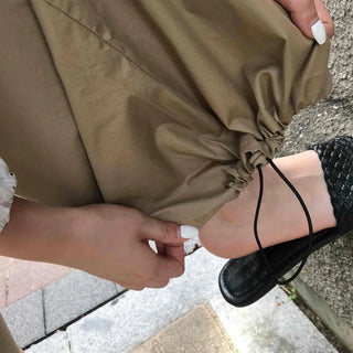 String Balloon Fit Wide Long Pants