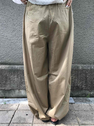 String Balloon Fit Wide Long Pants