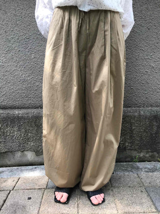 String Balloon Fit Wide Long Pants