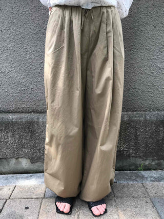String Balloon Fit Wide Long Pants