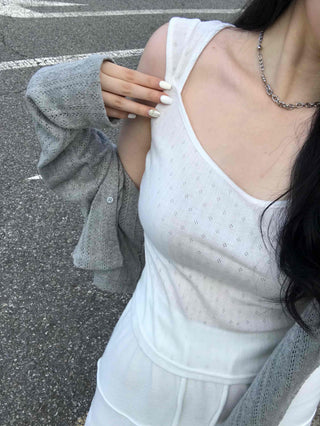Lovely Diamond Punching Sleeveless