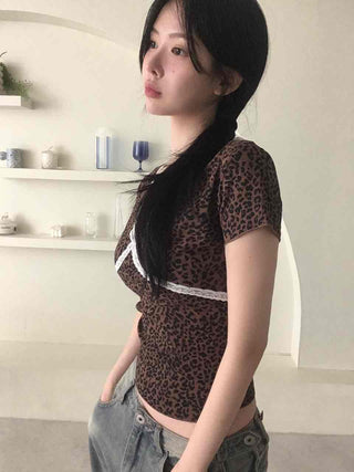 Feminine Lace V-Neck Short Sleeve T-Shirt