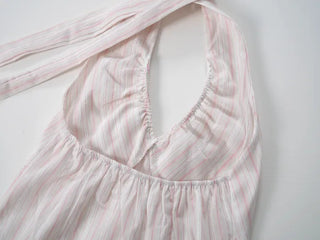 Youth Striped Deep Halter Neck Sleeveless
