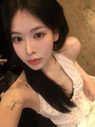 Youth Striped Deep Halter Neck Sleeveless