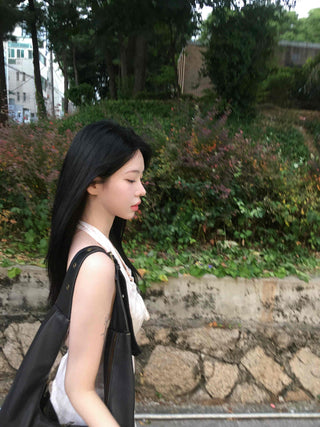 Youth Striped Deep Halter Neck Sleeveless
