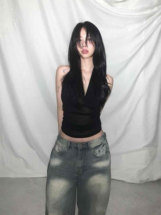 Mesh See-through Halter Crop Top
