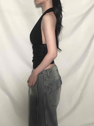 Mesh See-through Halter Crop Top