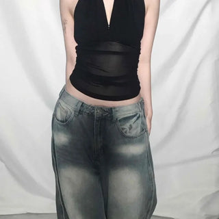 Mesh See-through Halter Crop Top
