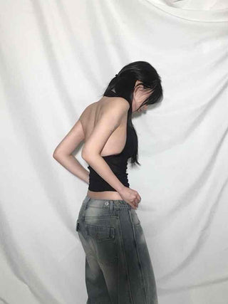 Mesh See-through Halter Crop Top