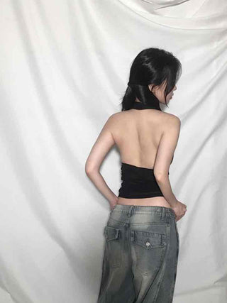 Mesh See-through Halter Crop Top