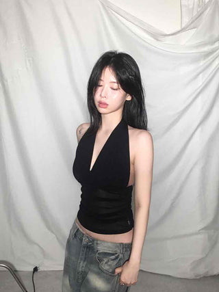 Mesh See-through Halter Crop Top