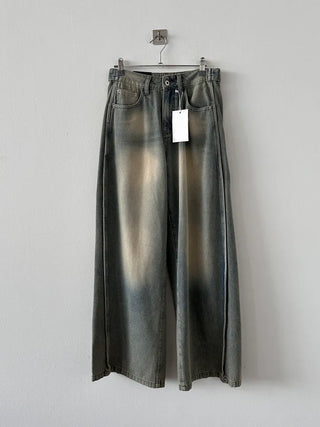 Back Pocket Low-Rise Denim Wide Pants
