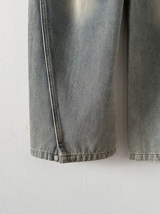 Back Pocket Low-Rise Denim Wide Pants