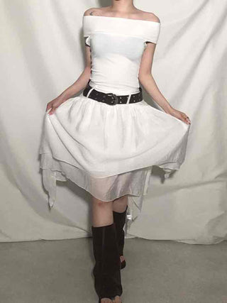 Pure Asymmetrical Ruffle Midi Skirt