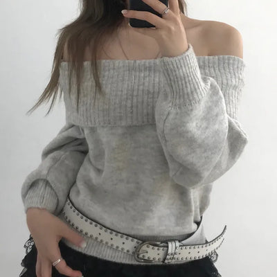 Raon Crop Off-shoulder Knit