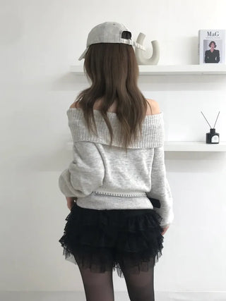Raon Crop Off-shoulder Knit