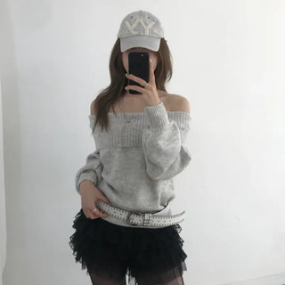 Raon Crop Off-shoulder Knit