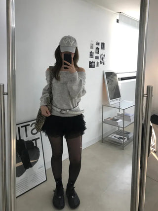 Raon Crop Off-shoulder Knit