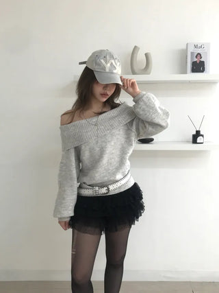 Raon Crop Off-shoulder Knit