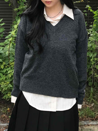 Pure Plain V-Neck Knit