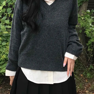 Pure Plain V-Neck Knit