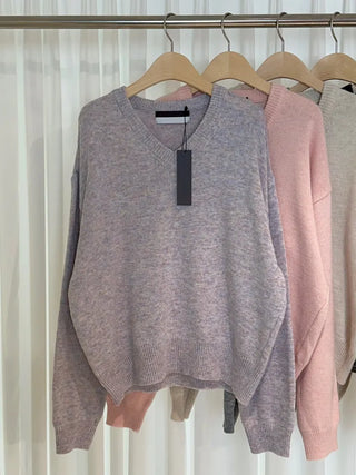Pure Plain V-Neck Knit
