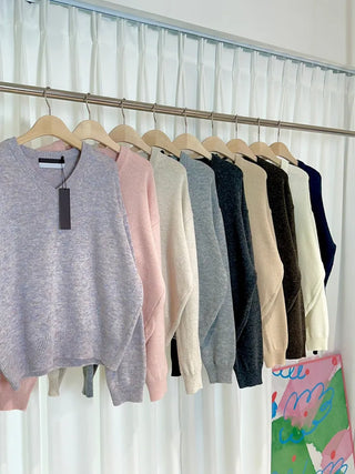 Pure Plain V-Neck Knit