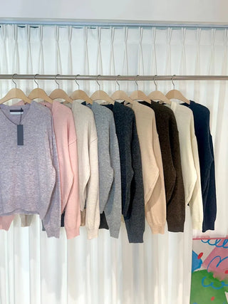 Pure Plain V-Neck Knit