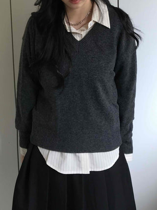 Pure Plain V-Neck Knit
