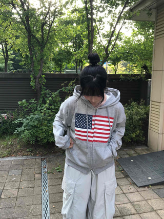 Comfort Crack American Flag Zip-up Hoodie