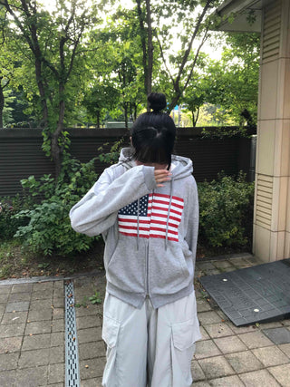 Comfort Crack American Flag Zip-up Hoodie