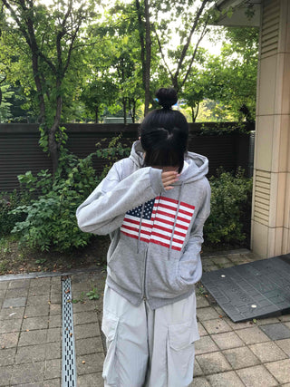 Comfort Crack American Flag Zip-up Hoodie