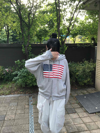 Comfort Crack American Flag Zip-up Hoodie
